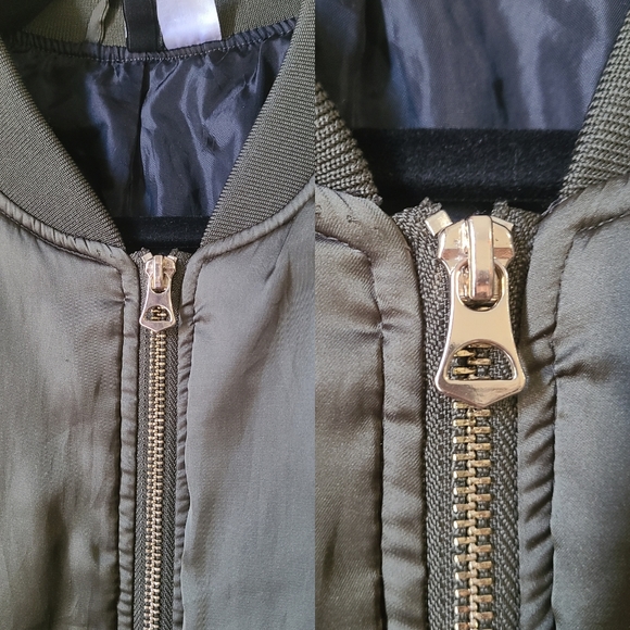 🦊 (L) Satin Bomber Jacket with Quilted Sleeves - Picture 3 of 9